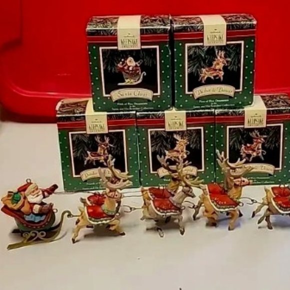 Santa and His Reindeer Collection Hallmark Ornaments - Picture 1 of 14